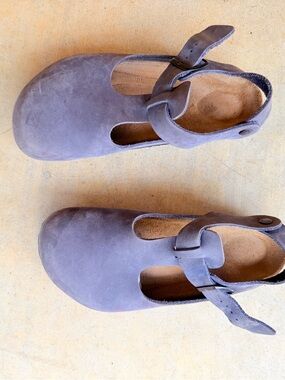 Birkenstock Women's Suede Mary Jane Mules in Gray